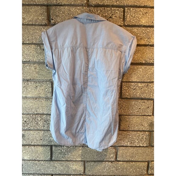 J. Crew Womens 6T Light Blue Short Sleeve Button-Front Blouse Cotton Casual - Picture 6 of 6